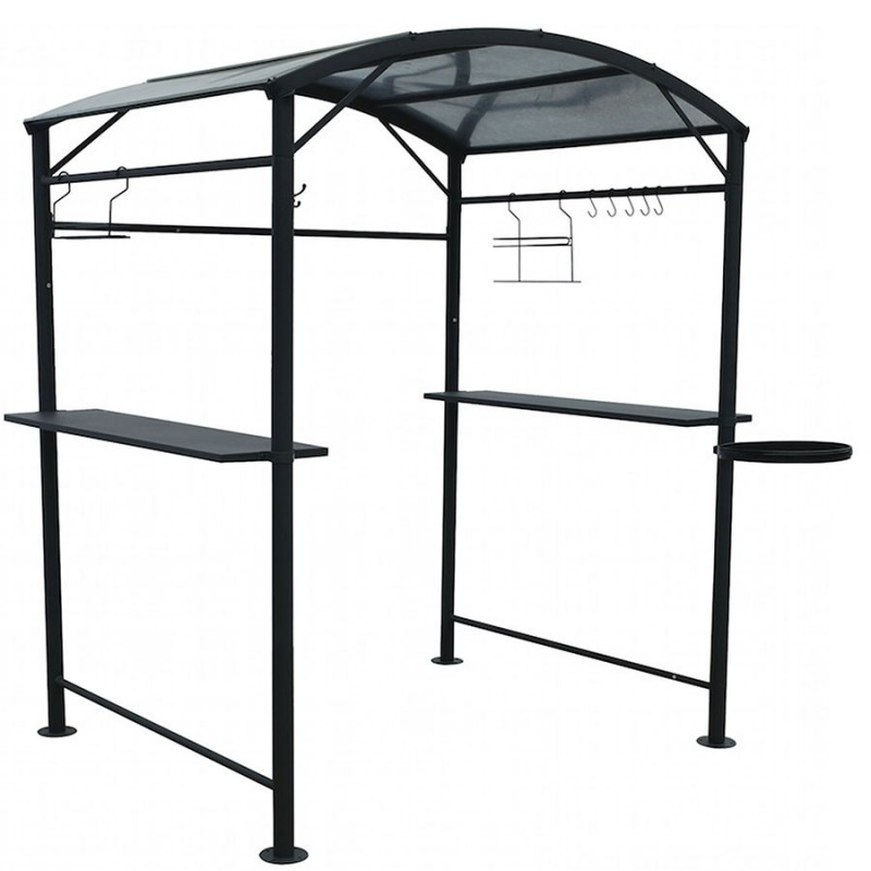 Abri Barbecue COSTWAY 216 Cm - Cadre Métal, Toile Imperméable - Étagère Et Crochets - Pour Jardin, Terrasse - 11