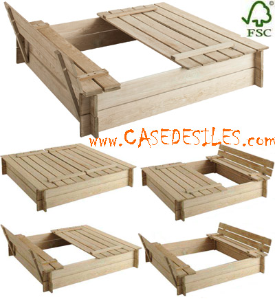 bac a sable bois avec couvercle