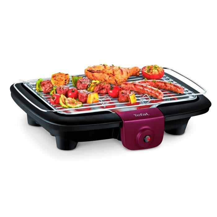 Gril Barbecue Électrique GYMAX 2-en-1 Sur Pied/Table - 2 Zones, Thermomètre 180-270°C - Intérieur/Extérieur