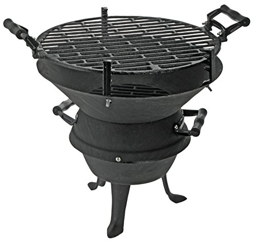 Barbecue Charbon De Bois Fonte Rond Portable - Dimensions 20x12 Cm - Idéal Camping, Pique-nique, Plage - Kit Inclus