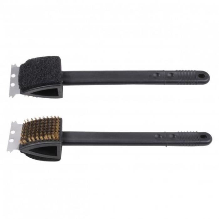Brosse De Nettoyage BBQ 3 En 1 - Long Manche, Grattoir Acier, Brosse Cuivre | Nettoyage Grille Barbecue