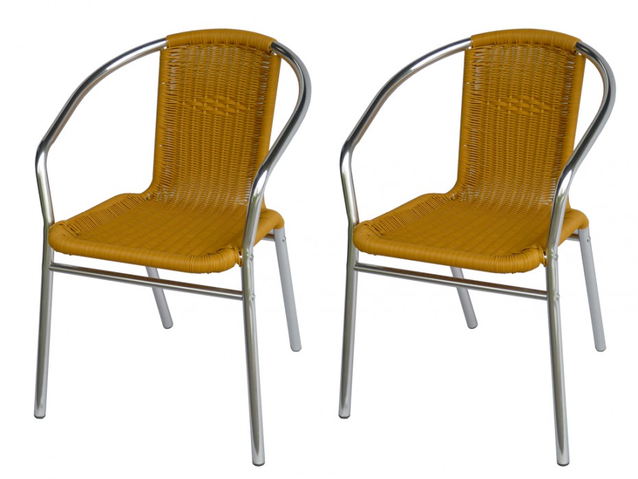 chaise tressee en resine sur aluminium