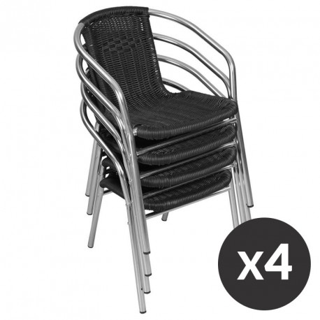 chaise tressee en resine sur aluminium