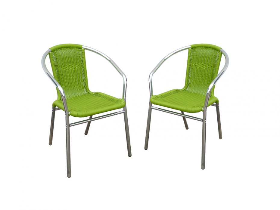 chaise tressee en resine sur aluminium