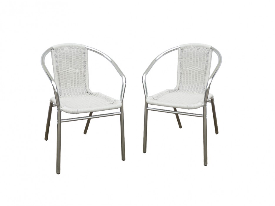 chaise tressee en resine sur aluminium
