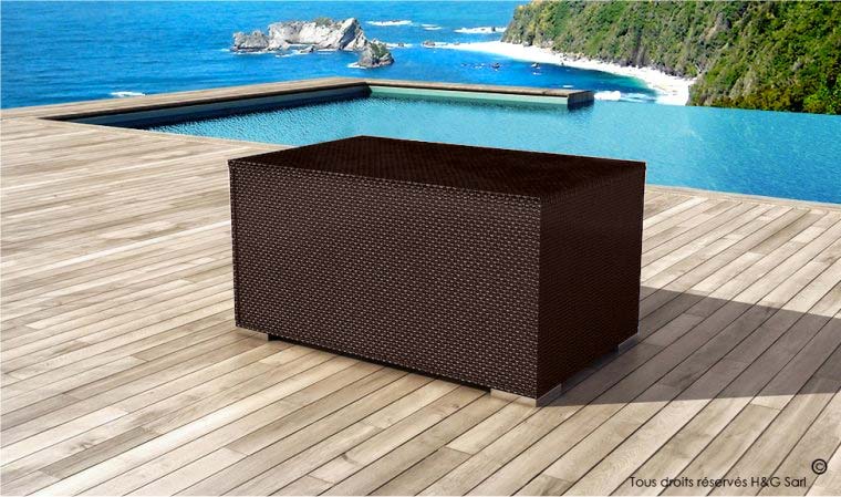 coffre de jardin en resine tressee noir