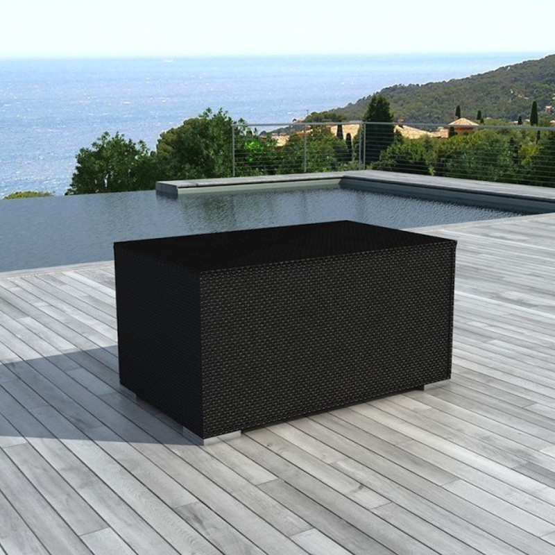 coffre de jardin en resine tressee noir