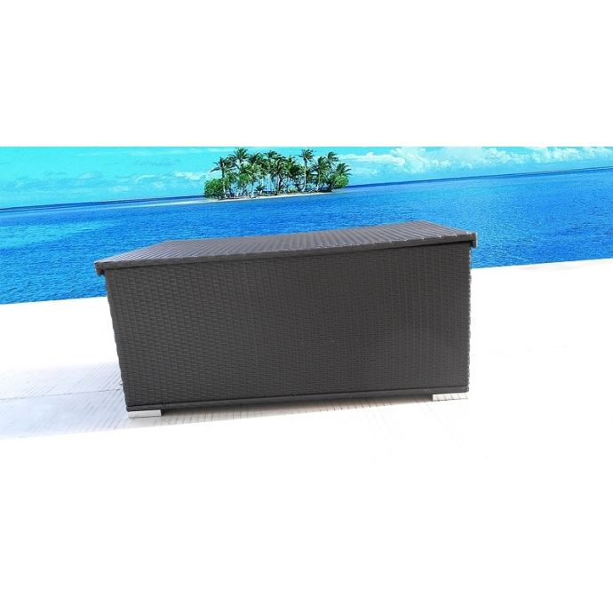coffre de jardin en resine tressee noir