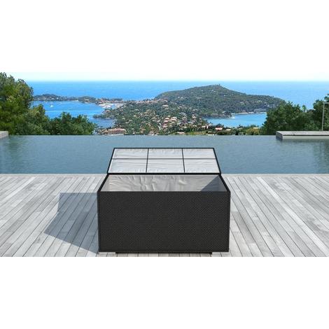 coffre de jardin en resine tressee noir