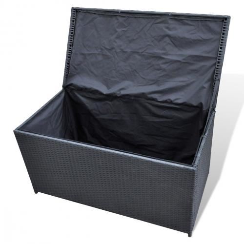 coffre de jardin en resine tressee noir