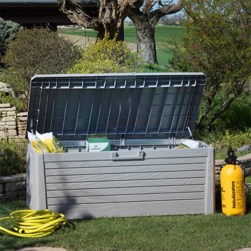 coffre de rangement exterieur gris