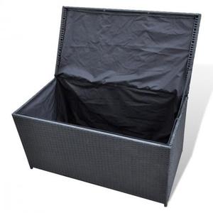 Panier De Rangement Arpan Avec Couvercle Et Serrure - Résine Tressée Noir, 36x28x18.5 Cm, Pour Maison