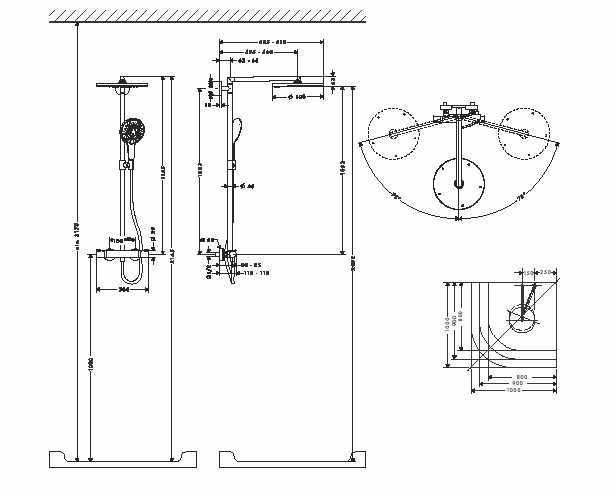 douche hauteur mitigeur