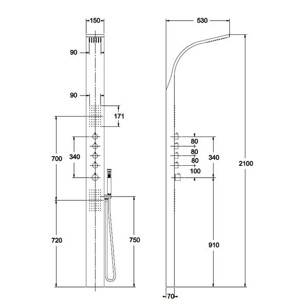 douche hauteur mitigeur
