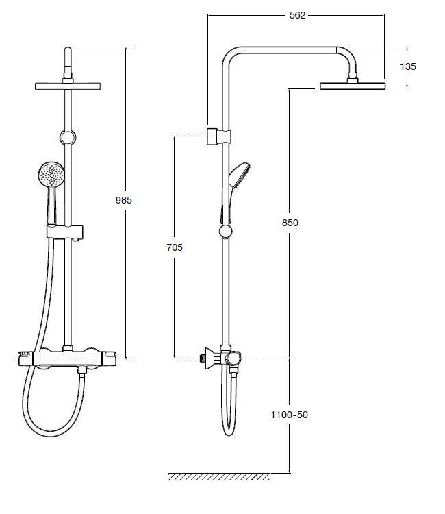 douche hauteur mitigeur