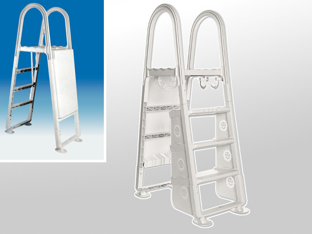 Échelle Piscine Hors Sol 4 Marches - Acier Inoxydable Pliable - Pour Bateau, Yacht, Pont, Piscine - Antidérapante Et Facile à Ranger