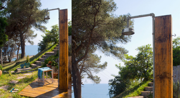 fabriquer douche jardin