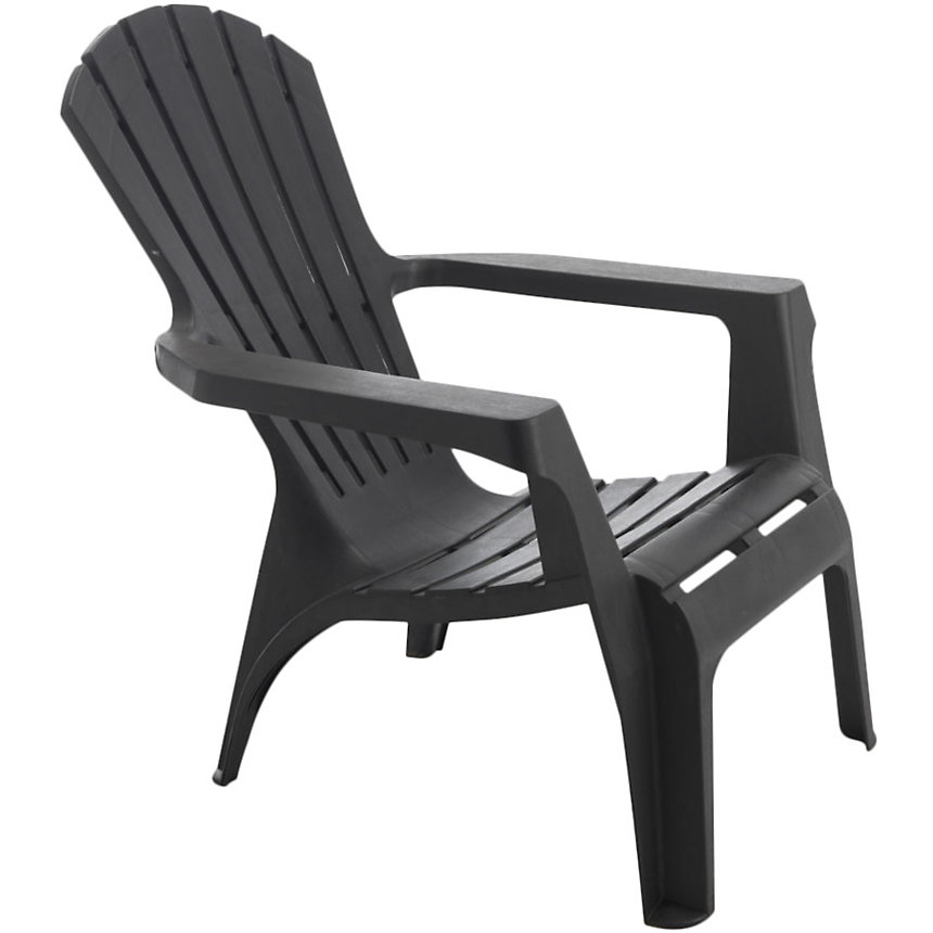Fauteuil Adirondack Pliant Gris Pour Jardin - Accoudoirs, Porte-gobelet - PEHD Résistant Aux Intempéries