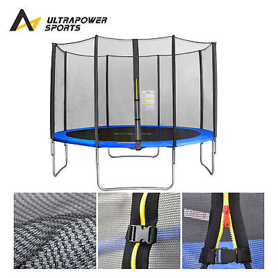 Filet De Sécurité Pour Trampoline 15 Pieds - 6 Poteaux - Respirant - Noir Et Bleu - Neuf