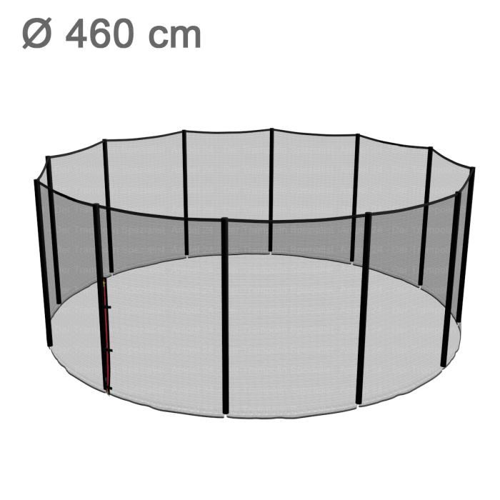Filet De Sécurité Trampoline 490 Cm – 10 Barres – Hauteur 180 Cm – Fourreau Extérieur – Protection Maximale