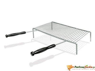 Barbecue Charbon Encastrable Vesta - Grille Double Acier Inox - 77x45x38.5cm - Pour Cheminée Ou Extérieur