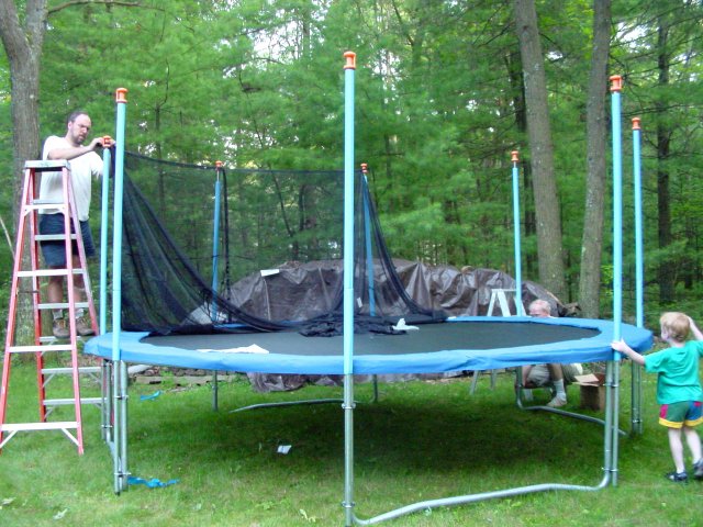 montage filet trampoline