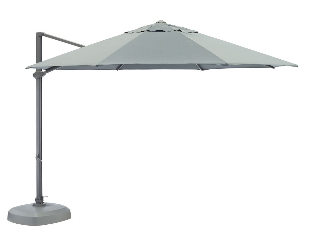 Parasol Déporté VidaXL 294x248 Cm - Toile Polyester Imperméable, Cadre Acier Poudre Anthracite, Inclinable, Manivelle, LEDs Solaires - Terrasse, Jardin