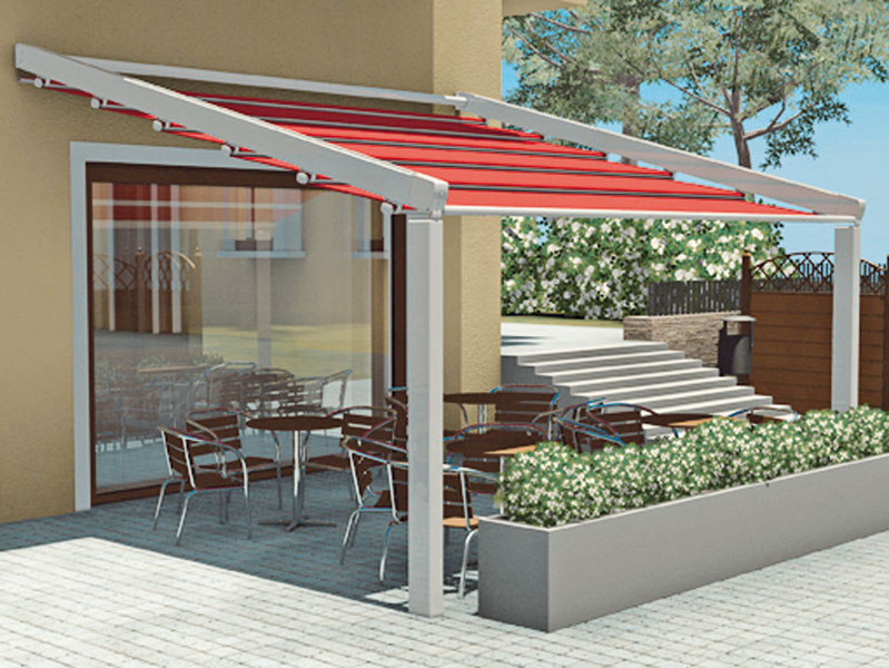 pergola murale avec toit coulissant