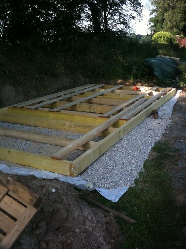plancher abri de jardin en bois