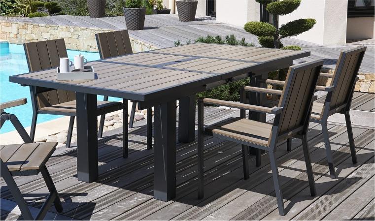salon de jardin bois composite