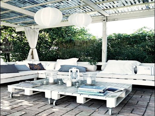 salon de jardin d'angle en palette