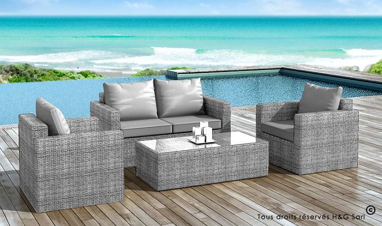 salon de jardin en resine tressee gris - Agencement de jardin aux