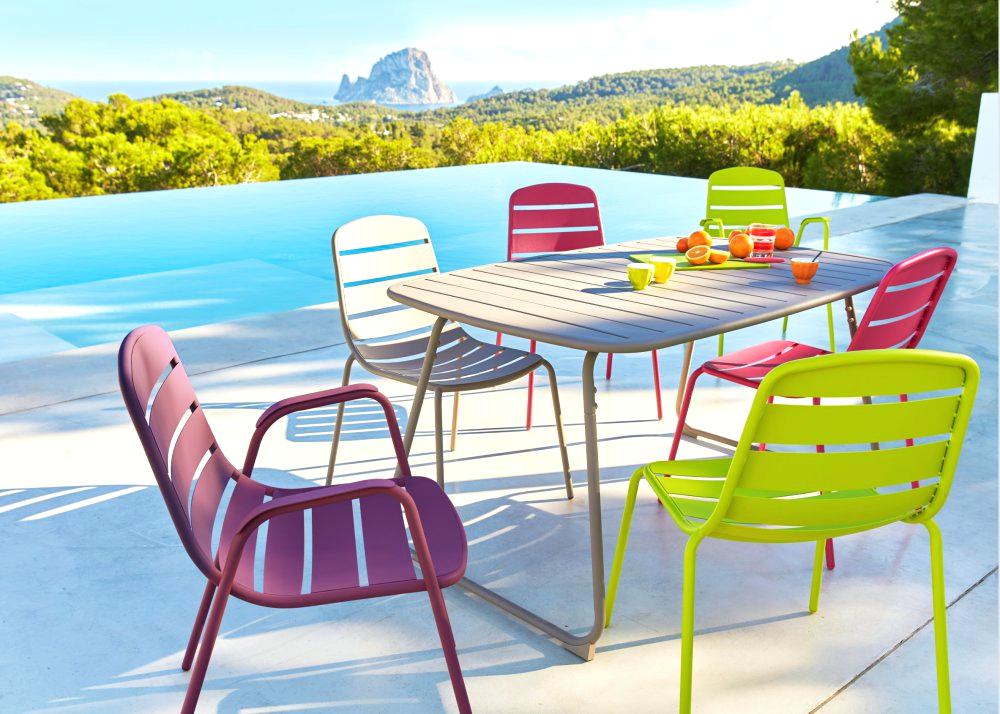 salon de jardin metal colore