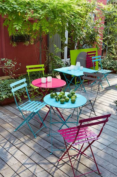 salon de jardin metal colore