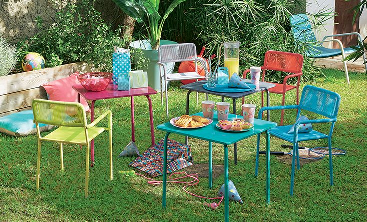 salon de jardin metal colore