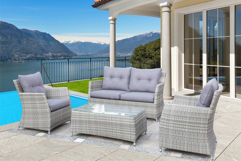 salon de jardin resine tressee gris clair - Agencement de jardin aux