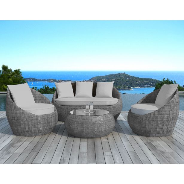 salon de jardin tresse gris clair