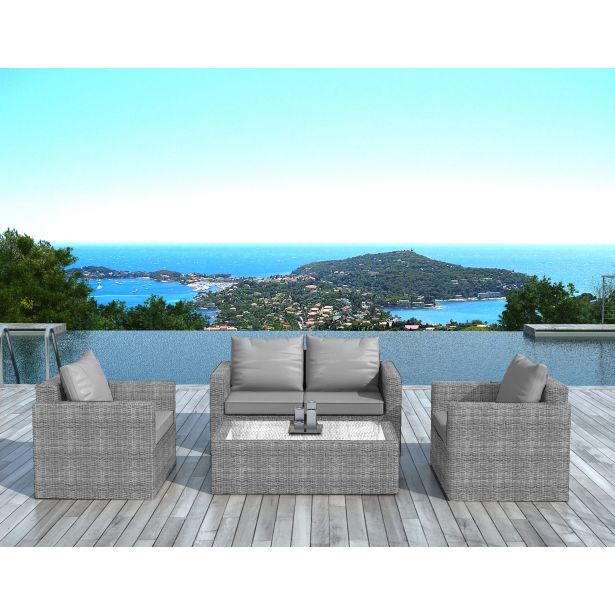 salon de jardin tresse gris clair