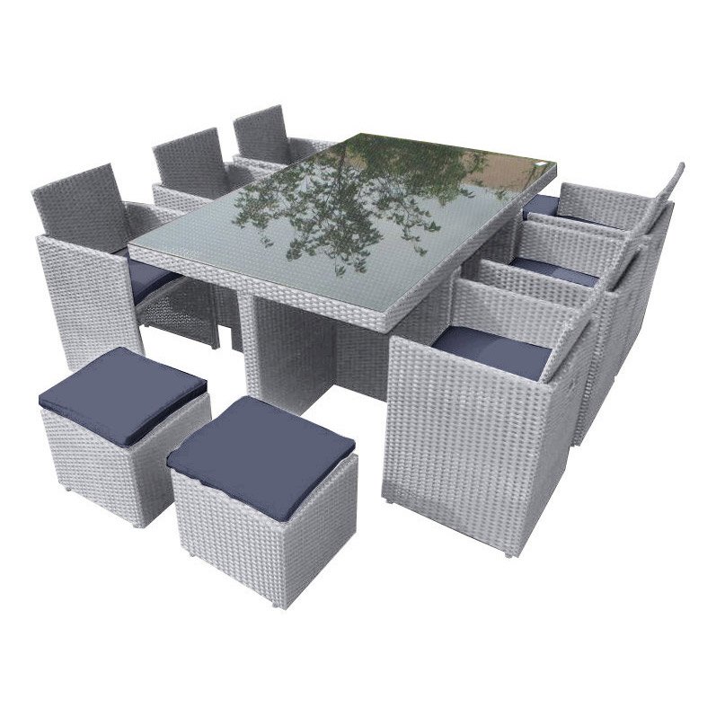 salon de jardin tresse gris clair
