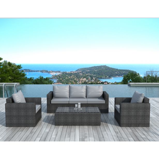 salon de jardin tresse gris clair