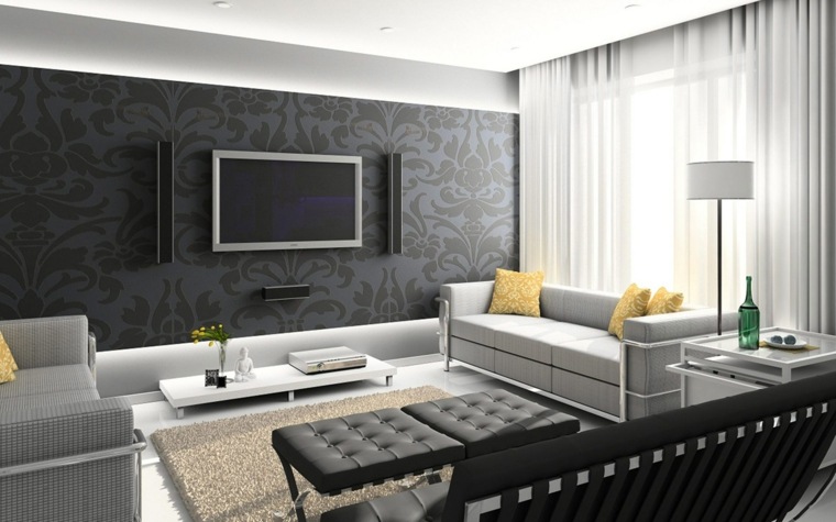 salon gris noir