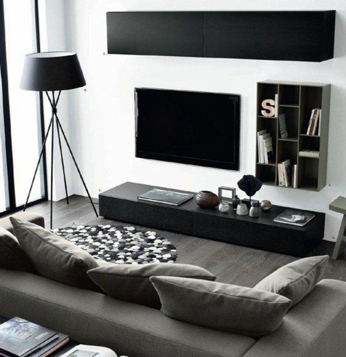 salon gris noir
