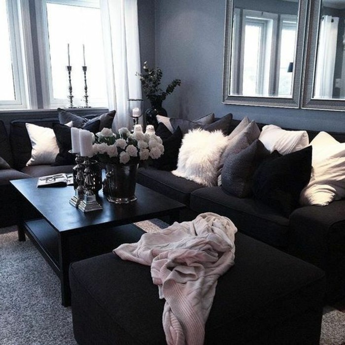 salon gris noir