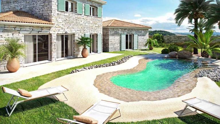 sol caoutchouc piscine