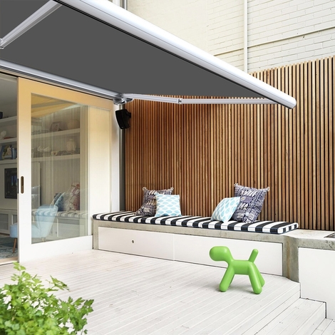 store banne gris et blanc