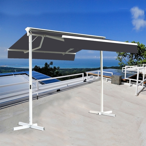 store banne sur pied double pente