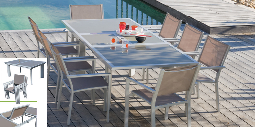 table aluminium jardin extensible
