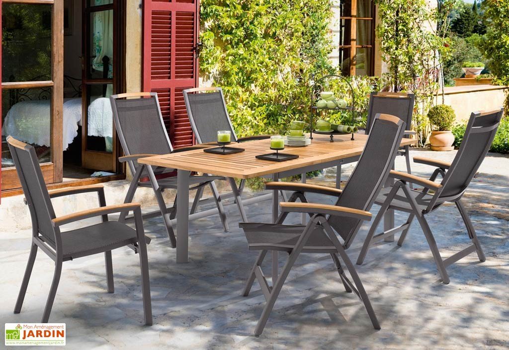 table de jardin alu et teck - Agencement de jardin aux meilleurs prix