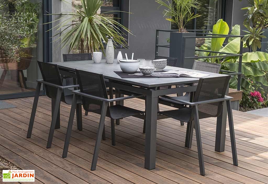 table de jardin avec rallonge en aluminium - Agencement de jardin aux
