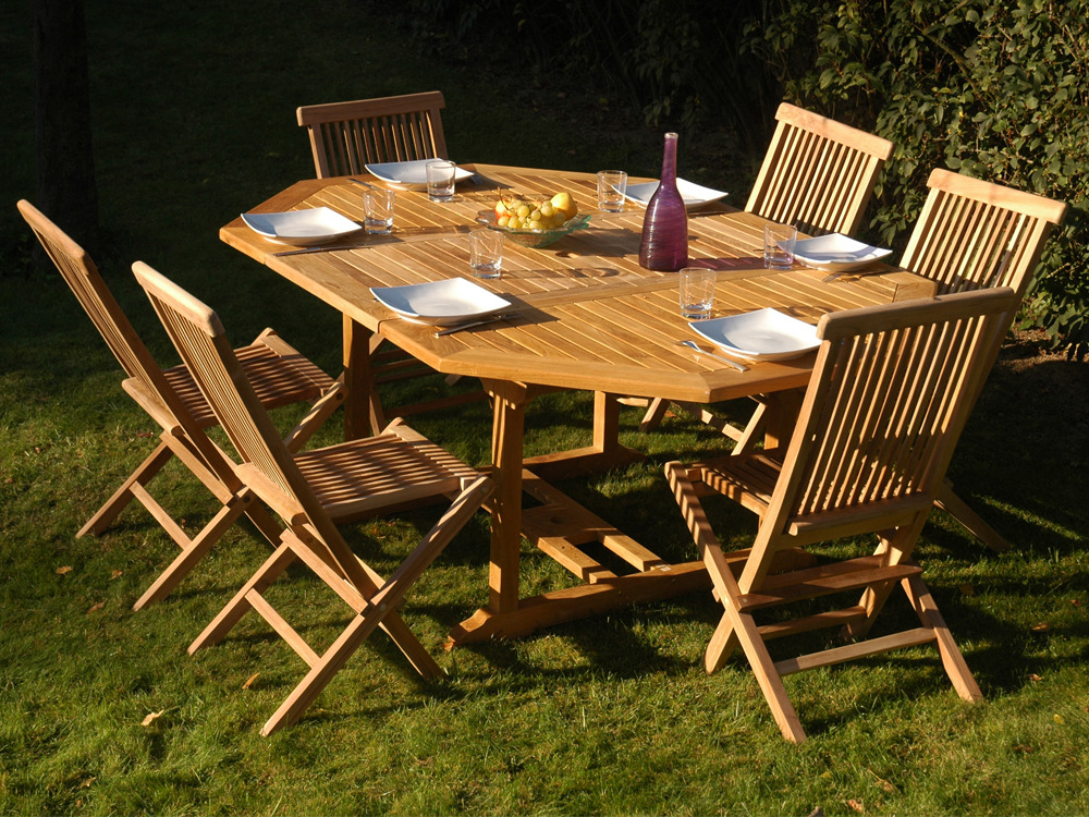 table de jardin en teck promo